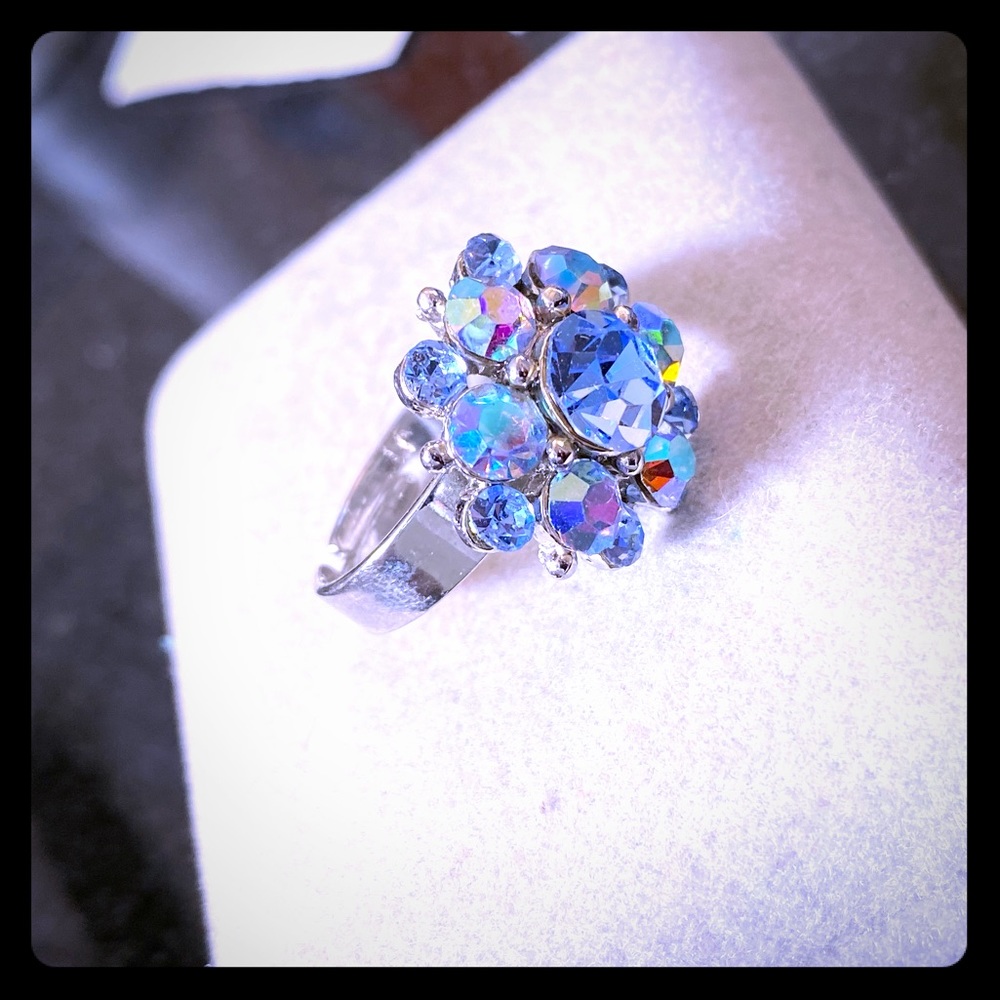 Boho vintage flower rings set sparkly adjustable statement ring costume jewelry - Picture 4 of 9